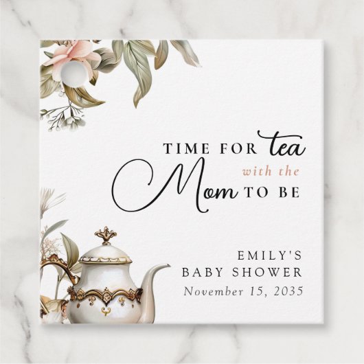 Elegant Tea Party Baby shower Bedankjes Labels (Voorkant)