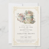  Elegant Tea Party Baby shower Kaart (Voorkant)