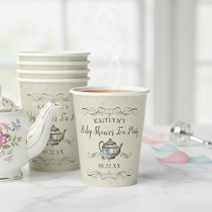 Elegant  Tea Party   BABY SHOWER Papieren Bekers