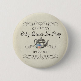 Elegant  Tea Party | BABY SHOWER Ronde Button 5,7 Cm