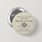 Elegant Tea Party | BABY SHOWER Ronde Button 5,7 Cm (Voorkant /achterkant)