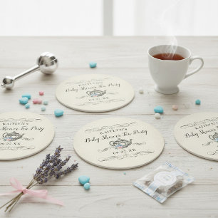 Elegant  Tea Party   BABY SHOWER Ronde Kartonnen Onderzetter