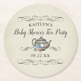 Elegant  Tea Party | BABY SHOWER Ronde Kartonnen Onderzetter
