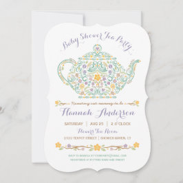 Elegant Tea Party Baby shower - Theepot Kaart