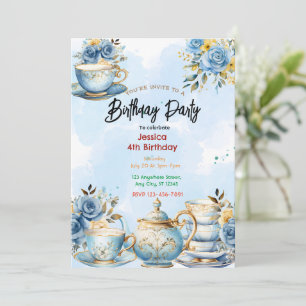 Elegant Tea Party Birthday Invitation Kaart