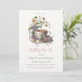 Elegant Tea Party Birthday Invitation Kaart (Staand voorkant)