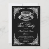 Elegant  Tea Party Black Kaart (Voorkant)