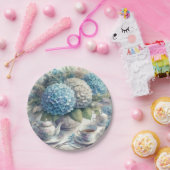 Elegant Tea Party Blue Hydrangea Papier Bord (Feest)