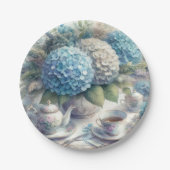 Elegant Tea Party Blue Hydrangea Papier Bord (Voorkant)