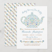 Elegant Tea Party Boy Baby shower ・ Teapot Kaart (Voorkant / Achterkant)