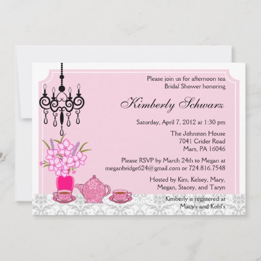 Elegant Tea Party Invitation Kaart (Voorkant)