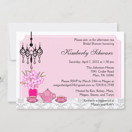 Elegant Tea Party Invitation Kaart (Voorkant)