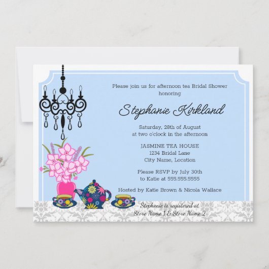 Elegant Tea Party Invitation Kaart (Voorkant)