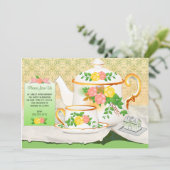 Elegant Tea Party Invitation Kaart (Staand voorkant)