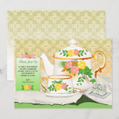 Elegant Tea Party Invitation Kaart (Voorkant / Achterkant)