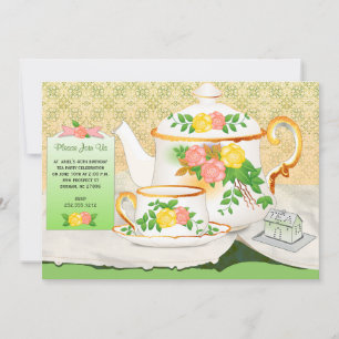 Elegant Tea Party Invitation Kaart