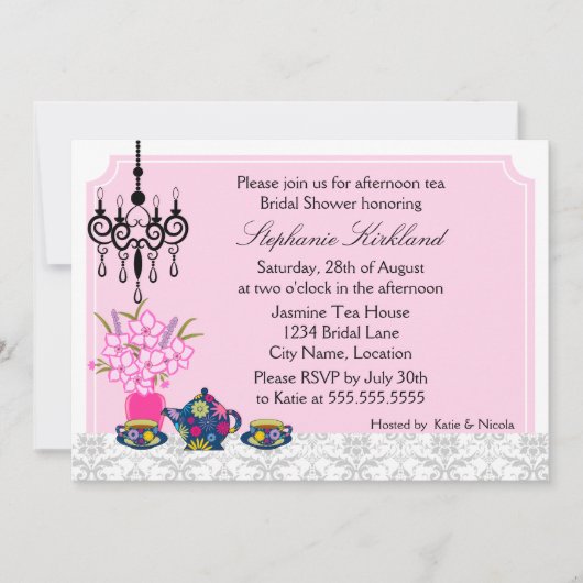 Elegant Tea Party Kaart (Voorkant)