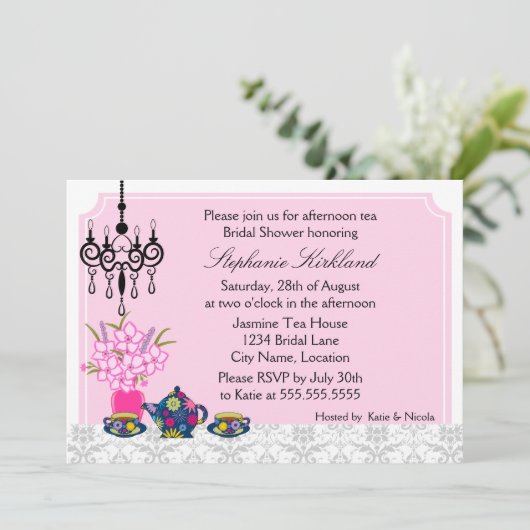 Elegant Tea Party Kaart (Staand voorkant)