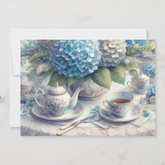 Elegant Tea Party Kaart (Achterkant)