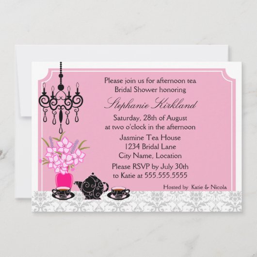 Elegant Tea Party Kaart (Voorkant)