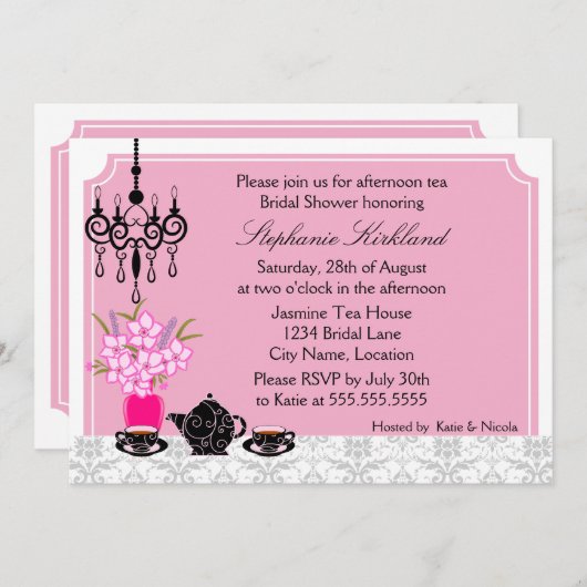 Elegant Tea Party Kaart (Voorkant / Achterkant)