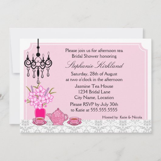 Elegant Tea Party Kaart (Voorkant)