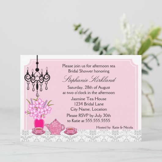 Elegant Tea Party Kaart (Staand voorkant)