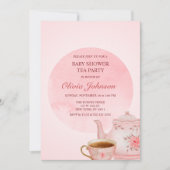 Elegant Tea Party Roze Blush Baby shower Kaart (Voorkant)