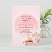Elegant Tea Party Roze Blush Baby shower Kaart (Staand voorkant)