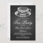 Elegant Tea Party Tea Cup Black Kaart (Voorkant)