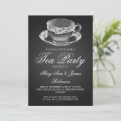 Elegant Tea Party Tea Cup Black Kaart (Staand voorkant)