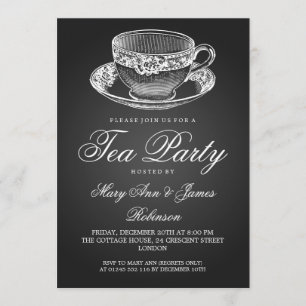 Elegant Tea Party  Tea Cup Black Kaart