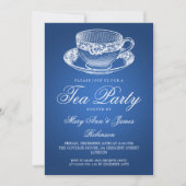 Elegant Tea Party Tea Cup Blue Kaart (Voorkant)