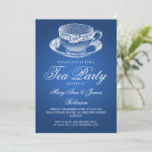 Elegant Tea Party Tea Cup Blue Kaart (Staand voorkant)