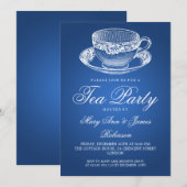 Elegant Tea Party Tea Cup Blue Kaart (Voorkant / Achterkant)