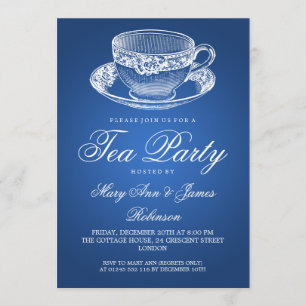Elegant Tea Party Tea Cup Blue Kaart