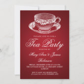 Elegant Tea Party  Tea Cup Red Kaart (Voorkant)