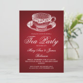 Elegant Tea Party Tea Cup Red Kaart (Staand voorkant)