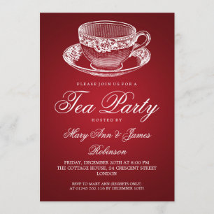 Elegant Tea Party  Tea Cup Red Kaart