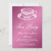 Elegant Tea Party  Tea Cup Roze Kaart (Voorkant)