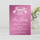 Elegant Tea Party  Tea Cup Roze Kaart (Staand voorkant)