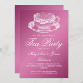Elegant Tea Party  Tea Cup Roze Kaart (Voorkant / Achterkant)