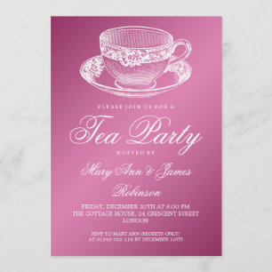Elegant Tea Party  Tea Cup Roze Kaart
