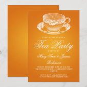 Elegant Tea Party Tea Cup Sinaasappel Kaart (Voorkant / Achterkant)