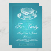 Elegant Tea Party  Tea Cup Turquoise Kaart (Voorkant / Achterkant)