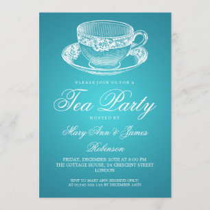 Elegant Tea Party  Tea Cup Turquoise Kaart