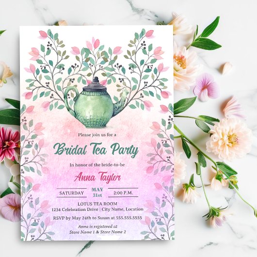 Elegant Tea Party Teapot Floral Kaart