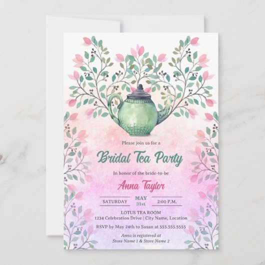 Elegant Tea Party Teapot Floral Kaart (Voorkant)