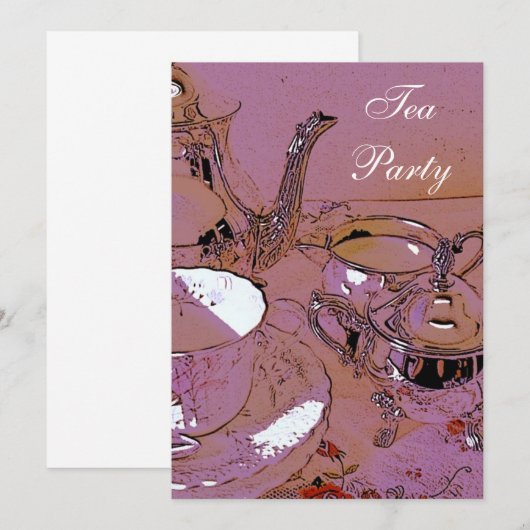 Elegant Tea Party-uitnodiging Kaart (Voorkant / Achterkant)