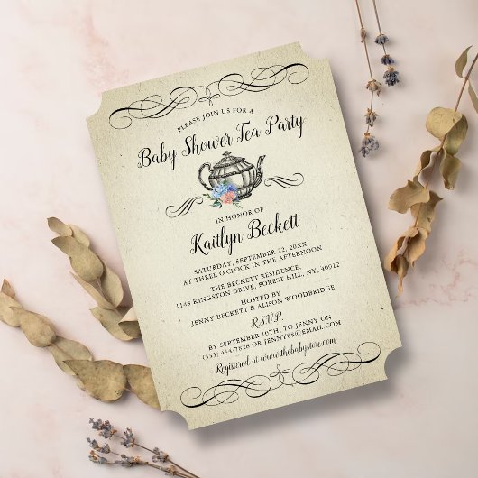 Elegant  Tea Party | Uitnodiging tot Baby shower